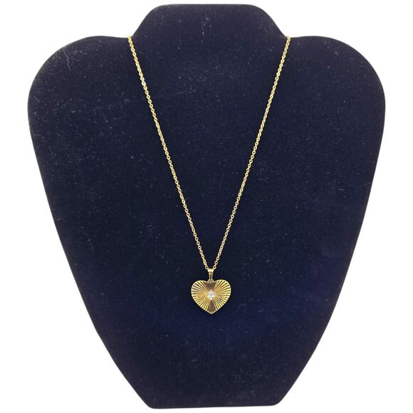 Danbury Mint Love Always Diamond Pendant Necklace 14kt Gold Plated Engraved 17" - Picture 1 of 10